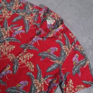 Paradise Found Hawaiian Shirt Mens 2XL Magnum PI Parrot Red Tropical Cotton